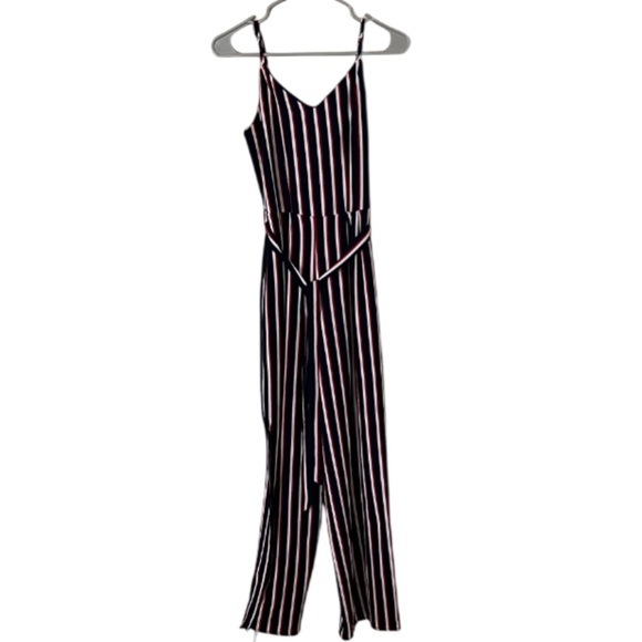 Monteau Pants - Monteau Sleeveless Striped Jumpsuit- S